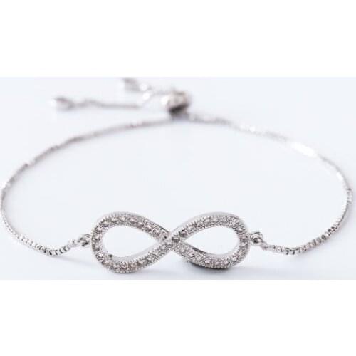 Gold silver Chain micro pave cz Zircon Cubic Zirconia bracelet rope adjusted Macrame eight Bangle hh34 Fashion women