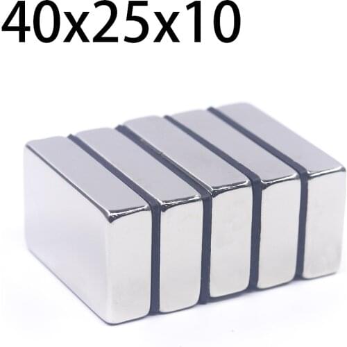 1/2/5Pcs 40x25x10 Neodymium Magnet 40mm x 25mm x 10mm N35 NdFeB Block Super Powerful Strong Permanent Magnetic imanes