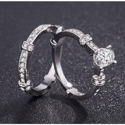 2/pcRetro Luxury Set Rings Topaz Gemstone Crystal Color Silver Engagement Ring For Women Flower Bands Fine Jewelry Size 6-10