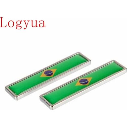 2Pcs/Lot 3D Metal Brazil Flag Car Sticker Decorate Sticker Emblem Badge For Cars