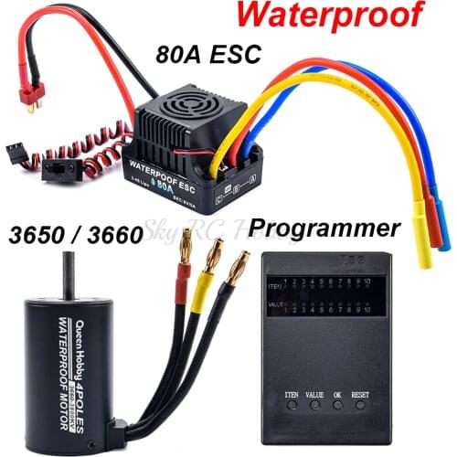 3650 2300KV 3100KV 3900KV 4300KV 5200KV / 3660 3300KV 3800KV Brushless Motor 80A ESC Electronic Speed Controller for 1/10 RC Car