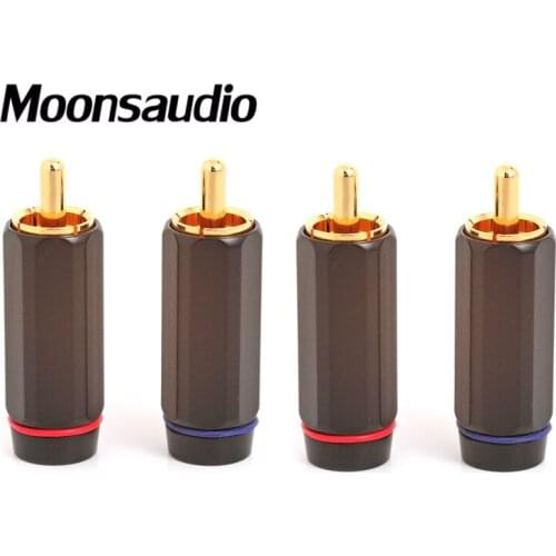 4pcs Moonsaudio high brass Gold plated RCA connector plug with interconnects cable