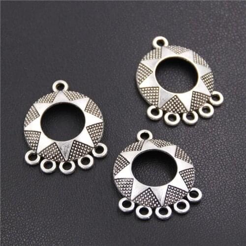 5PCS Hollow Filigree Round Charms Jewelry Chandelier Metal Zinc Alloy Trendy Filigree Charms A2370