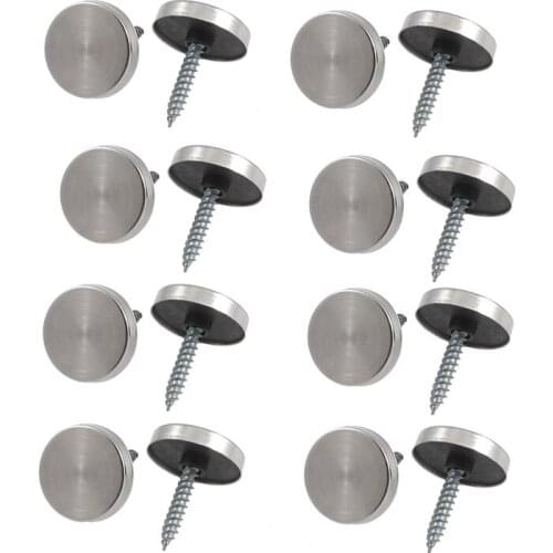 8 Pcs 14mm Dia Stainless Steel Decorative Mirror Screw Cap Nails