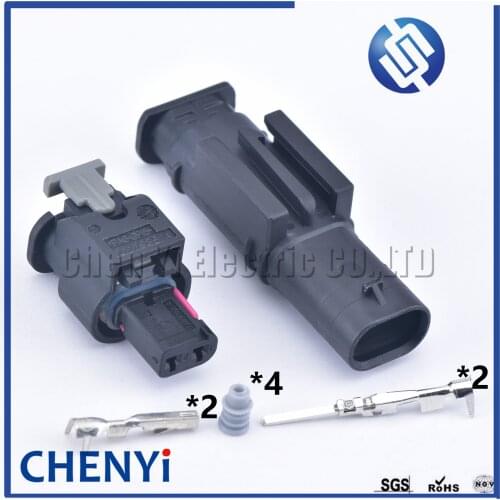 2 Sets 2 Pin Tyco Amp auto fuel injector connector waterproof impact sensor plug For VW Audi 4F0973702 0-2112986-1 1-1718643-1