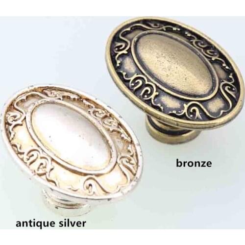 Europe retro distress silver drawer cabinet knobs pulls bronze dresser door handle knob elipso antique brass antique silver knob