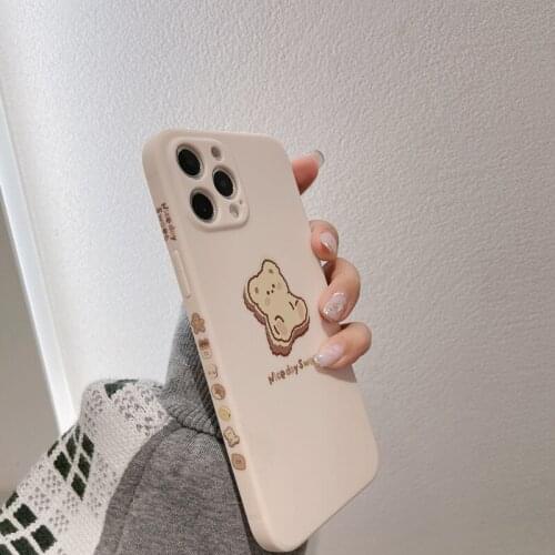 Phone Case For iPhone 11pro max 12mini pro max 7p/8plus X/Xs max XR Back Cover Phone shell Painted Soft Glue Cute Bear cartoon