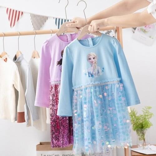 Autumn Kids Dresses for Girls Frozen Elsa Anna Long Sleeve Princess Dress Sequins Party Birthday Teenagers Children Costume