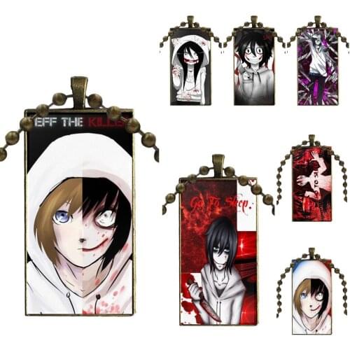 For Women Party Popular Anime Jeff The Killer Girl Necklace Fashion Long Chain With Rectangle Necklace Jewelry