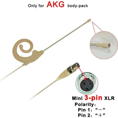HM-19S1-L5 3 Pin Mini XLR Plug Microphone Skin Color Omni Directional Mini Single Ear Hook Hanging Microphone