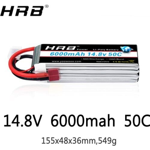 HRB 4S 14.8V Lipo Battery 6000mah 50C Deans XT60 T EC5 XT90 TRX For Traxxas 4WD Cars Quadcopter Helicopter Racing Airplanes Boat