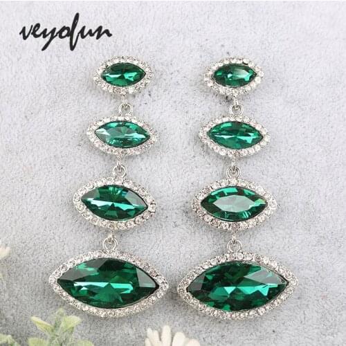 Veyofun Classic Crystal Drop Earrings Vintage Bridal Dangle Earrings Long Fashion Jewelry for Women Gift