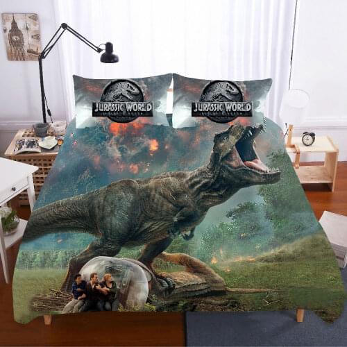 Jurassic Park King Size 3D Printing Bedding Set Printing Bedding Sets Duvet Cover Bed Sheets Pillowcases Bed Linen Home Textile