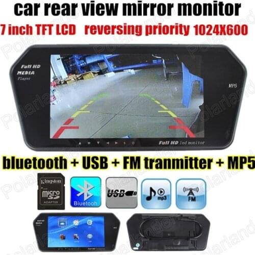 Hot 7''HD car MP5 player High TFT screen support bluetooth function Auto Mirror Monitor USB Slot rearview camera guideline