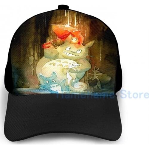 Fashion Umbrella Totoro and Pangur Ban Studio Ghibli Basketball Cap men women Graphic print black Unisex adult hat