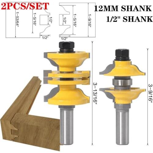 2pcs/set 12.7mm 1/2 Inch Shank Entry & Interior Door Ogee Matched Wood Router Bit Sets Tungsten Carbide Milling Cutters For Wood
