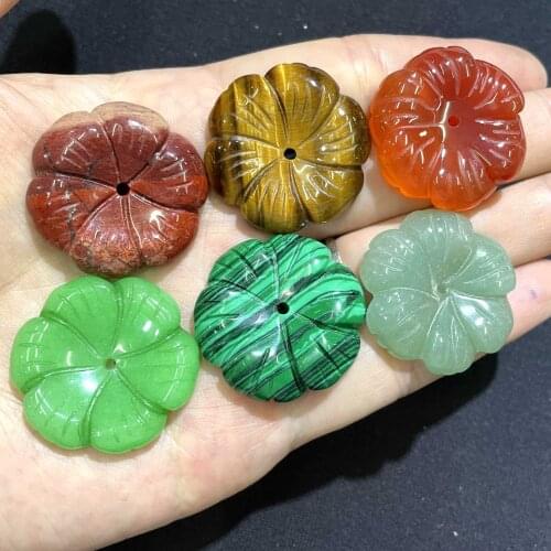 1PCS 30mm Natural Stone Flower-Shaped Agates Rose Quartzs Pendant Reiki Healing For Jewelry Making DIY Necklace Earring Material