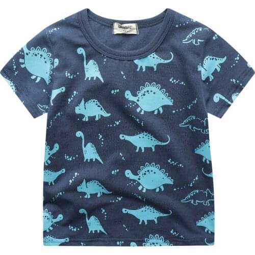 New children summer clothing baby boy cotton dinosaur print short sleeve T-shirt kid boy casual sport T-shirt 2-8Y 2206 16