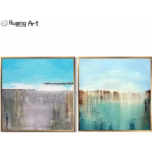 New Style Art Hand-painted Blue Oil Painting on Canvas for Living Room Wall Decoration Modern Abstract Landscape Wall Painting