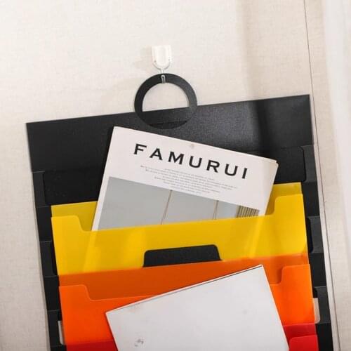 Folder 6 File Pockets Hanging File Folder Accordian File Organizer A4 Size Wall Organizer Rainbow Color for Home Office School