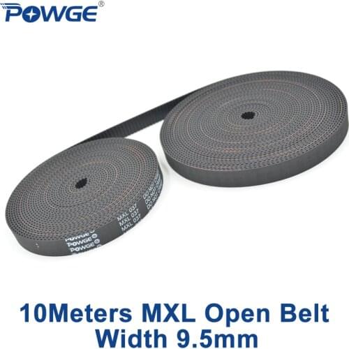 POWGE Trapeozid MXL Open Timing belt width 9.4mm 0.37" 10mm Neoprene rubber with fiberglass MXL-037 Timing belt Pulley 10meters