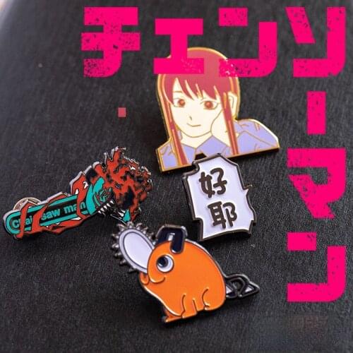 Cool Anime Chainsaw Man Makima Pochita Anime Badge Metal Enamel Cartoon Anime Character Collection Pins Badges Medal for Souvnir