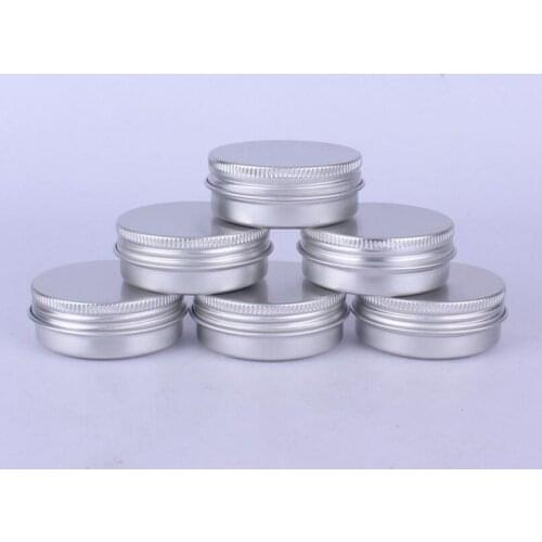 Empty 30ml silver metal aluminum cosmetic jar, 30g Solid Perfume Cosmetic Packaging Jar Sample Cans LX1214