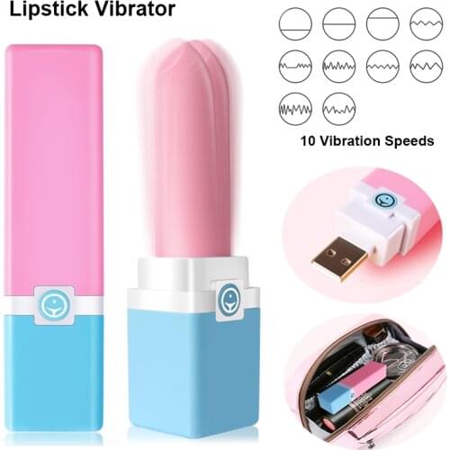 Realistic Mini Silicone Lipstick Vibrator USB G-Spot Clitoris Stimulator Nipple Vagina Massager Adult Sex Toys for Women Female