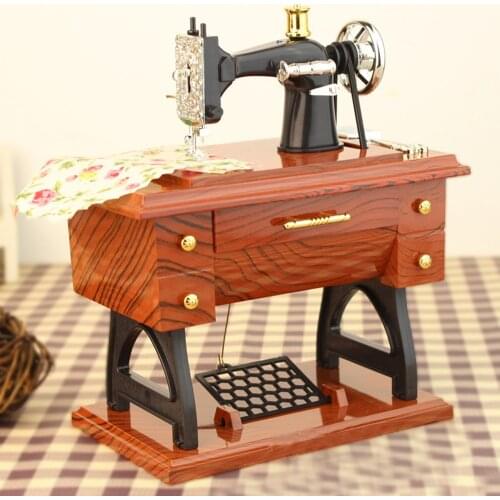 Hand Crank Vintage Music Boxes Mini Sewing Machine Style Music Box Christmas Gift New Year Gift Birthday Gifts Music Box