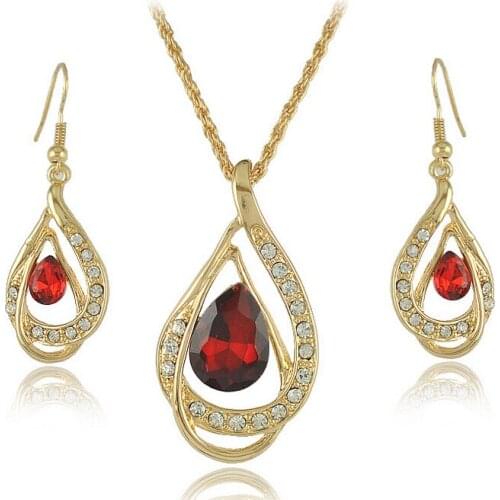 S066 Korean fashion crystal jewely sets Necklace + Earrings Two-piece Set