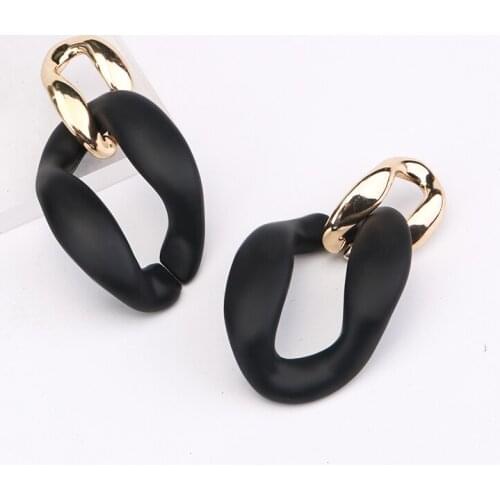 Europe And United States New Exaggerated Chain Matte Color Earrings Fashion Acrylic Hollow Earrings Woman