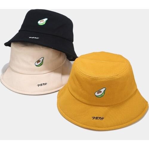 2020 Hat Men and Women New Avocado Fisherman Hat Female Korean Wild Cute Cartoon Basin Caps Japanese Art Student Bucket Hat Caps