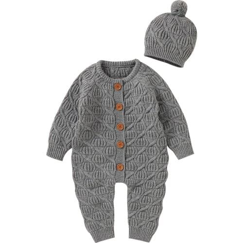 Newborn Baby Girls Boys Knitted Romper Toddler Soft Solid Jumpsuit Infant Long Sleeve Overalls One Piecce Clothing Overalls