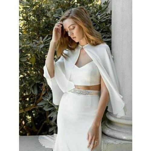 Women Short Chiffon Bridal Boleros Capes Shawls Wedding Formal Party Jackets Cloaks Shawls White Plus Size