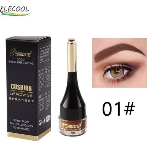 ELECOOL 4 Color Liquid Eyebrow Cream Enhancers Makeup Lasting Waterproof Air-cushion Dye Eye Brows Gel Brown Tinted Eyebrow Tint