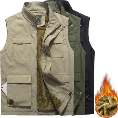 Winter Men Vest Casual Outdoor Loose Warm Waistcoats Mens Thermal Vests Jackets Multi-pocket Sleeveless Jackets Clothing
