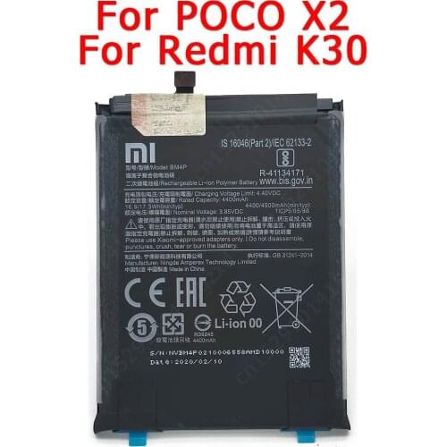 100% Original For Xiaomi Mi Poco X2 Redmi K30 Battery BM4P 4400mAh Li-lon Built-in Batteria Replacement Repair Spare Parts