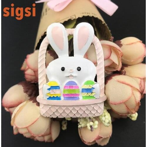 100pcs / lot Free Shipping 50mm enamel bunny brooch, cute Easter day eggs brooch, Rabbit eggs broach