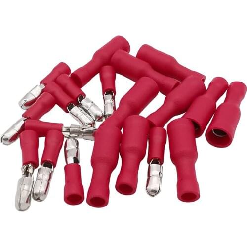 Red Male Female Bullet Insulated Wire Connector Crimp Terminals Wiring Cable Plug FRD1.25-156 FRD1-156 MPD1.25-156 MPD1-156