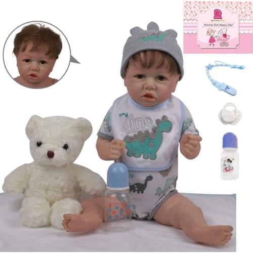 23'' Bebe boy Reborn Baby Dolls Like Alive Doll In Brazil Toddler bebe Toy for boy Birthday Gifts