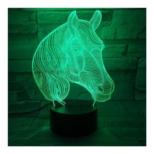 Acrylic Colorful Horse Head Color Changeable 3D LED Touch Remote Control Lamp Novelty Gifts Holiday Home Bedroom Decor 527