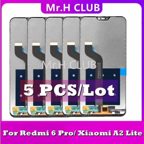 5Pcs Original LCD For Redmi 6 Pro LCD Display Touch Screen Digitizer For Xiaomi A2 Lite Display With Frame Replacement Parts