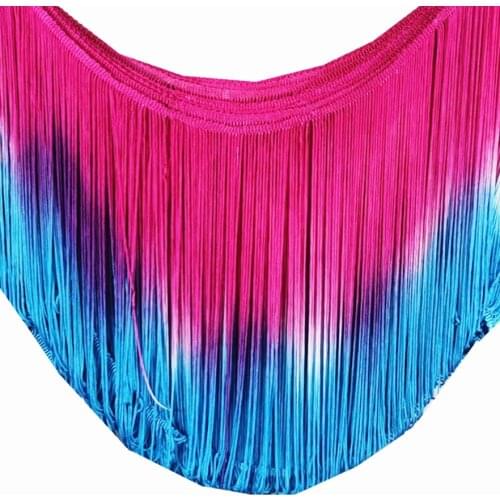 YACKALASI 5 YDS/Lot Ombre Dip Dye Fringe Tassel loop bottom Rayon trimming Tassel lace Blue Pink 25cm long
