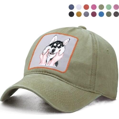 Cute Pug Siberian Husky Dog Baseball Cap Dad Solid Trucker Snapback Bone Hat Harajuku Street Casquette Woman Man Bretes Caps