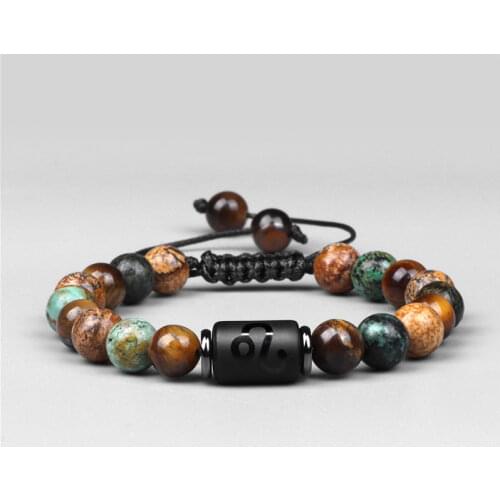 Natural Stone Beads 12 Zodiac Signs Constellation Couple Bracelet Men Bracelets Charm Bracelet Women Best Friend Jewelry Gifts