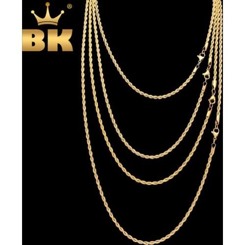 Stainless Steel 3mm Rope Chain Necklace 18inch 22inch Gold Silver Color High Quality Hiphop Fashion Jewelry For Men/Women