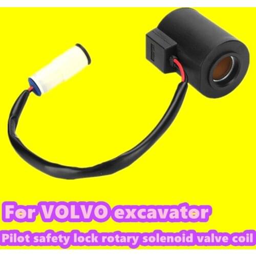 For excavator VOLVO EC55/60/210/240/290B solenoid valve excavator pilot safety lock rotary solenoid valve coil high quality