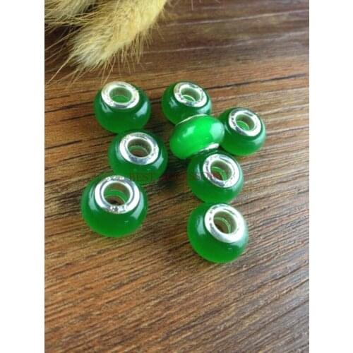 Hot Items!!! 500pcs/lot Deep Green Purple Opal Cat Eye Charms Big Hole Bead Fit Bracelets Beads Dia.:14mm Hole Dia.:5mm