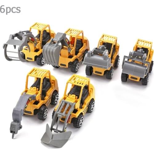 6pcs Mini Car Toys Vehicle Sets Construction Bulldozer Excavator Engineering Vehicle Baby Kids Educational Toy Birthday Gift