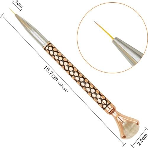 Nail Brush 1CM Draw line pen -Golden yellow, large diamond decoration
